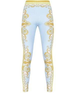 Versace Barocco Print Leggings - Blue