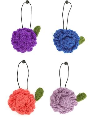 Amir Slama Floral-Appliqué Hair Scrunchies (Pack Of Four) - Purple