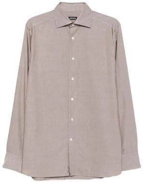 ZEGNA Long-Sleeve Button-Up Shirt - Grey