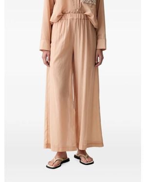 ViCOLO Crochet-Detail Elasticated-Waist Pants - Natural