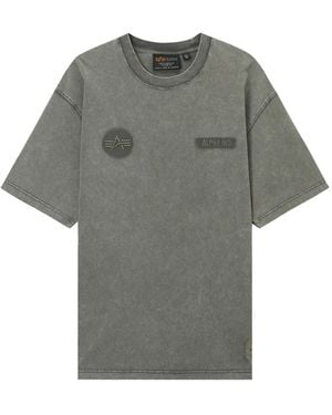 Alpha Industries Logo-Patch Cotton T-Shirt - Grey