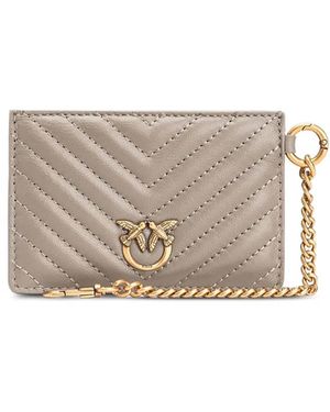 Pinko Portacarte Love Birds Metallizzato - Grigio