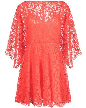 Valentino Garavani Wide-Sleeve Lace Dress - Red