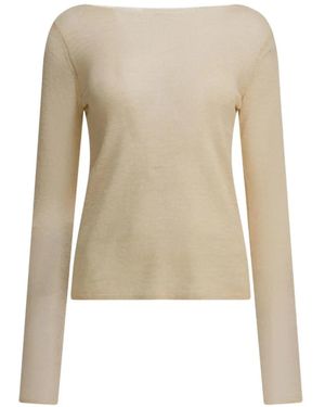 AURALEE Jersey Con Cuello Barco - Blanco