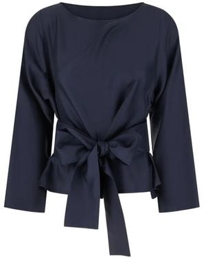 Co.Go Bow-Detail Peplum Top - Blue