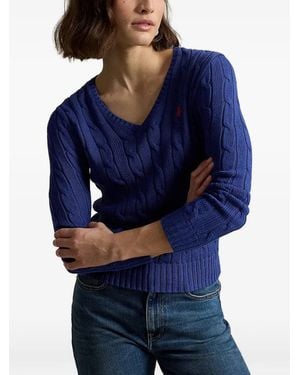 Polo Ralph Lauren Cable-Knit V-Neck Jumper - Blue
