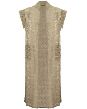 Brunello Cucinelli Openwork Longline Cardigan - Natural