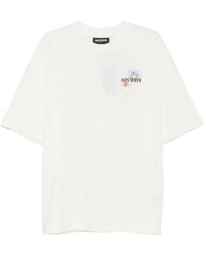 WRSTBHVR Olin Graphic-Print Drop-Shoulder T-Shirt - White