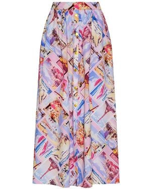 L'Agence Seina Poplin Pleated Midi Skirt - White