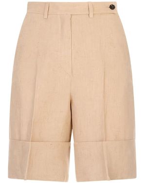 Kiton Pleated Knee-Length Shorts - Natural