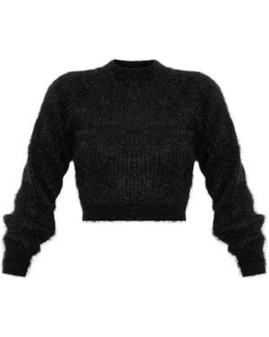 Max Mara Mélange Mohair Cropped Jumper - Black