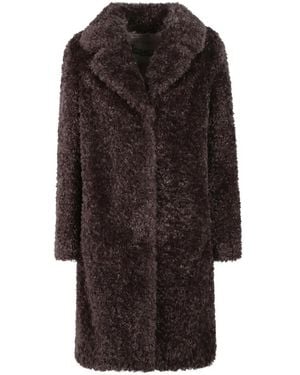 Herno Faux-Fur Notched-Lapel Coat - Brown