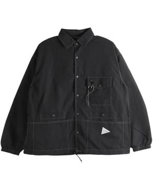 and wander Contrast-Stitch Pocket-Detail Jacket - Black