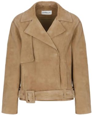Marella Belted Suede Jacket - Natural