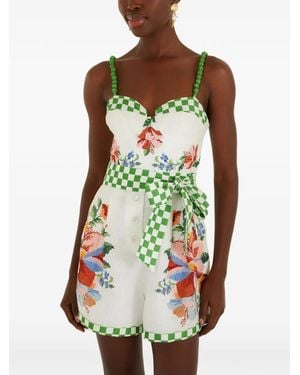 FARM Rio Calm Breeze Floral-Print Playsuit - Green