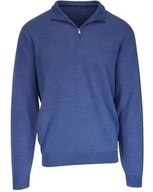 Peter Millar Quarter Zip Sweater - Blue