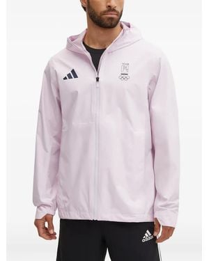 adidas Hooded-Neck Jacket - Purple