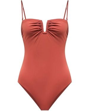 12 STOREEZ Ruched Bandeau Swimsuit - Red