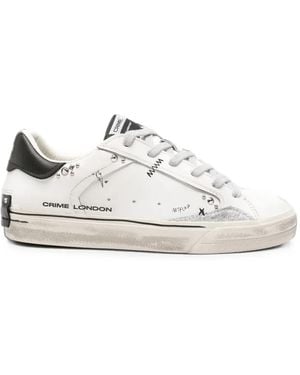 Crime London Deconstructed Stud-Embellished Leather Sneakers - White