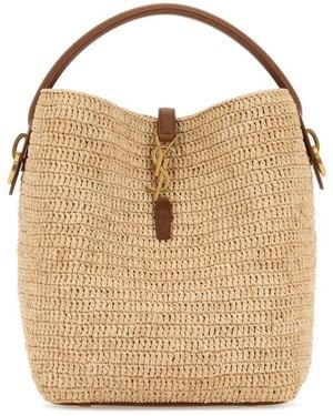 Saint Laurent Beuteltasche Aus Bast - Natur