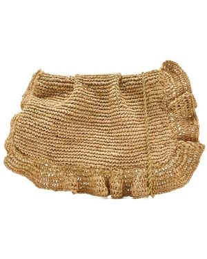 Loeffler Randall Mavis Ruffled Raffia Clutch - Natural