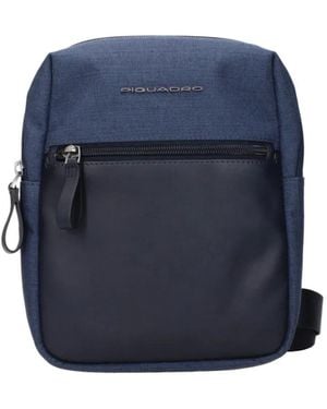 Piquadro Panelled Marl Messenger Bag - Blue