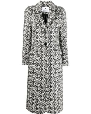 Marine Serre Moon Jacquard Tailored Coat - Gray