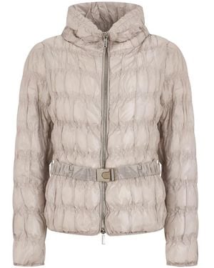 Moorer Iolana-P2 Belted-Ruched Puffer Jacket - Natural