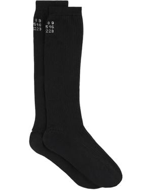 MM6 by Maison Margiela Numeric Signature Ribbed-Knit Socks - Black