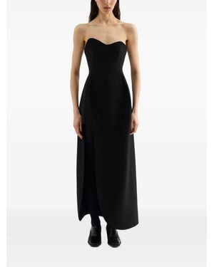 Jil Sander Wool Sablé Bustier Dress - Black