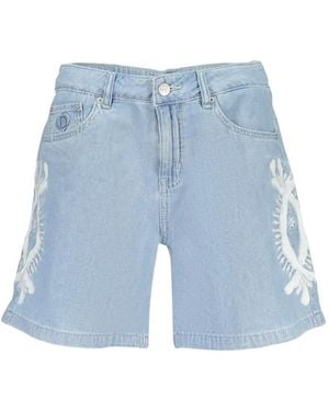 Desigual Embroidered Denim Shorts - Blue