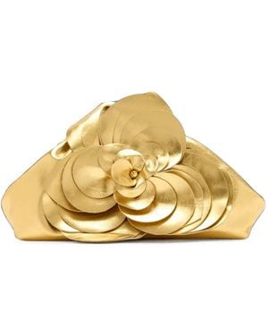 Vanina Rendez Vous Floral-Appliqué Clutch Bags - Metallic