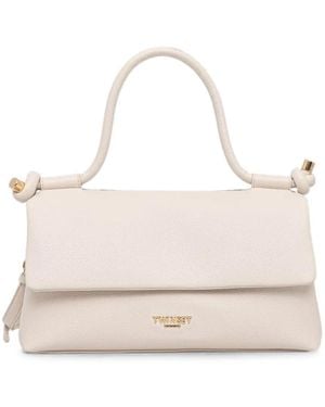 Twinset Logo-Plaque Knotted-Handle Shoulder Bag - Natural