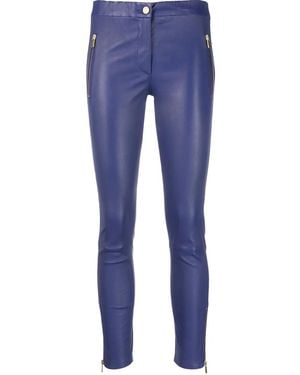 Arma Cropped Leather Leggings - Blue