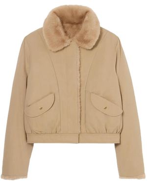 Claudie Pierlot Faux-Fur Trim Parka - Natural