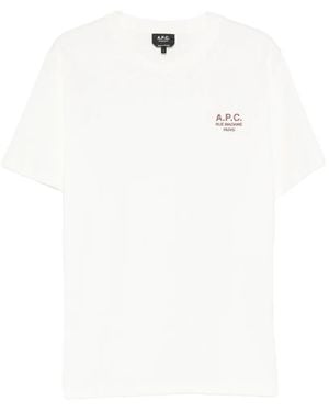 A.P.C. Camiseta Rue Madame Con Logo Bordado - Blanco