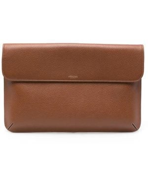 Aspinal of London Laptoptasche Aus Strukturiertem Leder - Braun