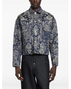 Junya Watanabe Veste Crop En Brocart - Blue