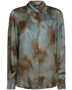 Elena Miro Abstract-Print Long-Sleeve Shirt - Green