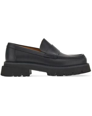 Ferragamo Mocassini Chunky Con Logo Goffrato - Nero