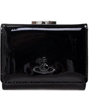 Vivienne Westwood Orb-Embellished Patent Leather Wallet - Black