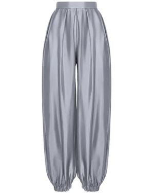 MANURI Bazar Pleated Silk Trousers - Grey