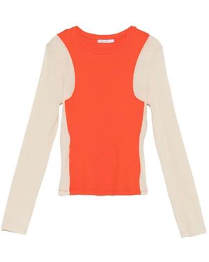 Patrizia Pepe Ribbed Colourblock T-Shirt - Red
