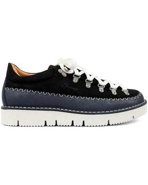 Fracap Contrast-Stitch Lace-Up Boots - Black