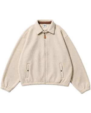 Kappy Fleece Zip-Up Bomber Jacket - Natural