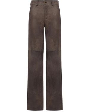 Salvatore Santoro Panelled Leather Trousers - Brown