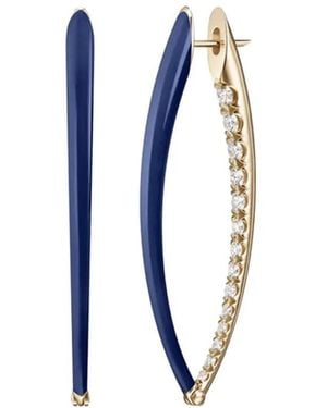 Melissa Kaye Pendientes Cristina En Oro Amarillo De 18 Ct Con Diamante - Azul