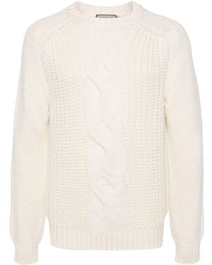 Canali Braided Ribbed Jumper - White