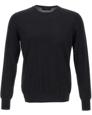 Gran Sasso Crew-Neck Ribbed-Trims Sweater - Blue