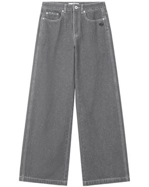 Chocoolate Logo-Patch Wide-Leg Jeans - Gray